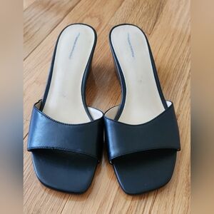 Ann Taylor Black Leather Mules